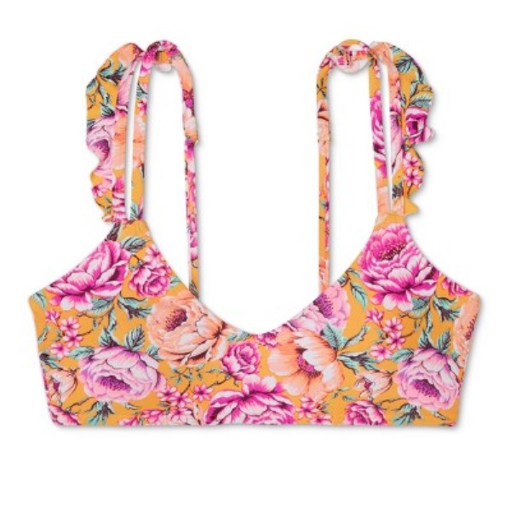 Yellow Floral Bikini Top | Xhilaration